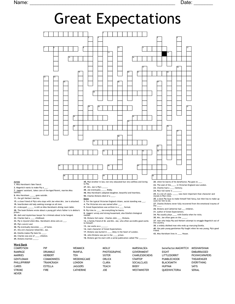 Great Expectations Crossword