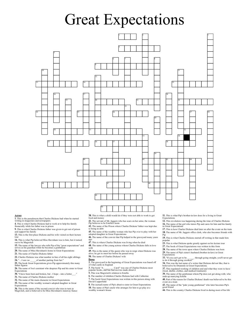 Great Expectations Crossword