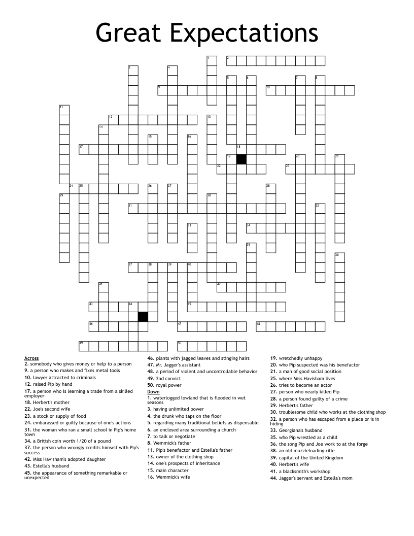 Great Expectations Crossword