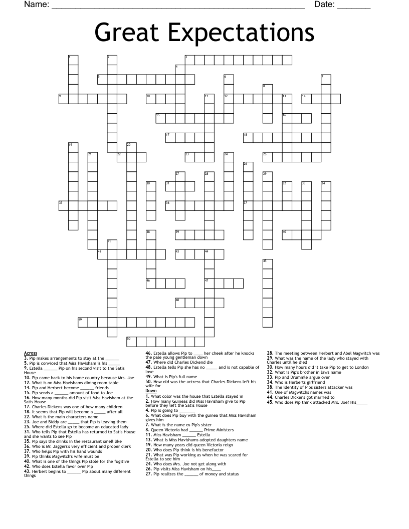 Great Expectations Crossword