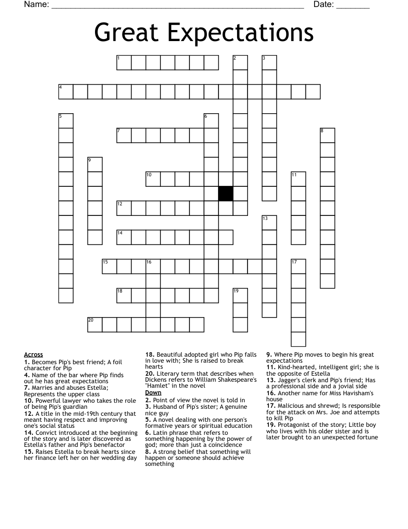 Great Expectations Crossword