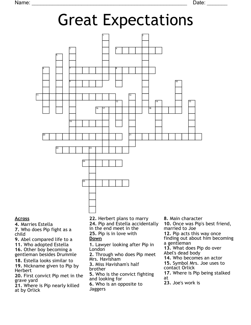 Great Expectations Crossword