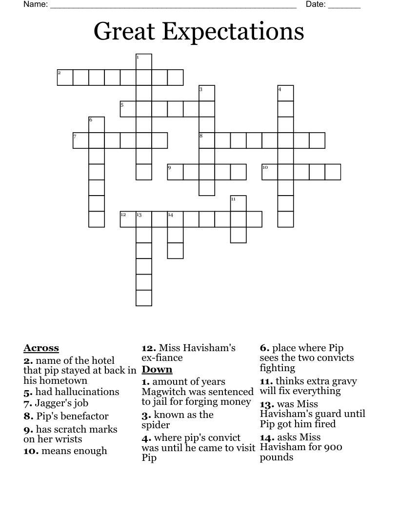 Great Expectations Crossword