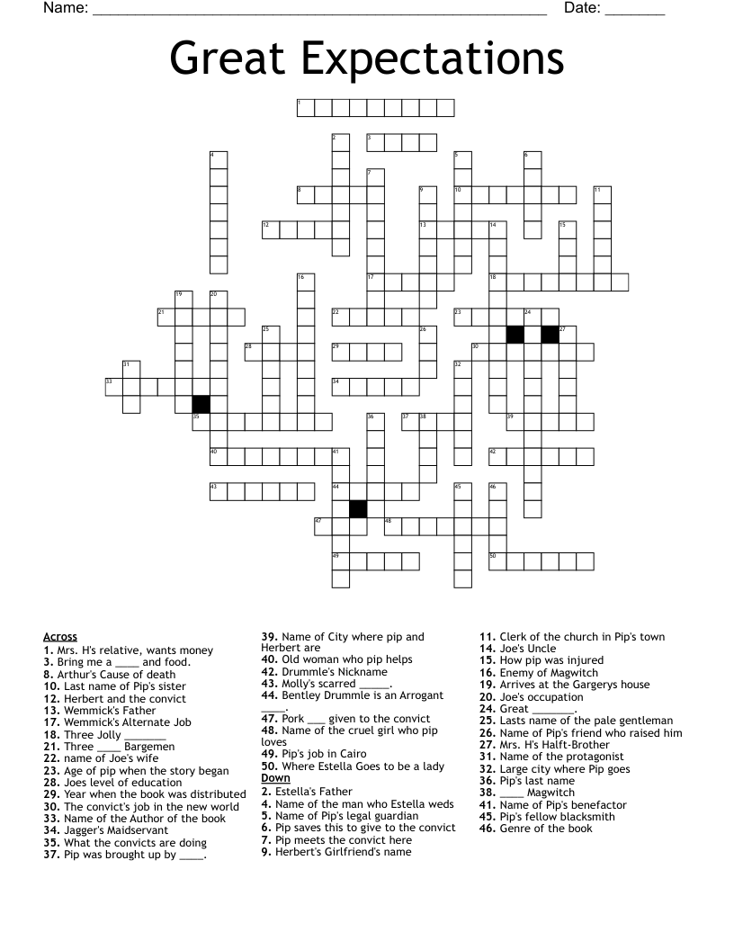 Great Expectations Crossword