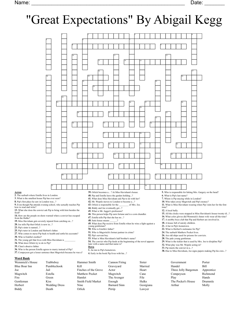 "Great Expectations" By Abigail Kegg Crossword