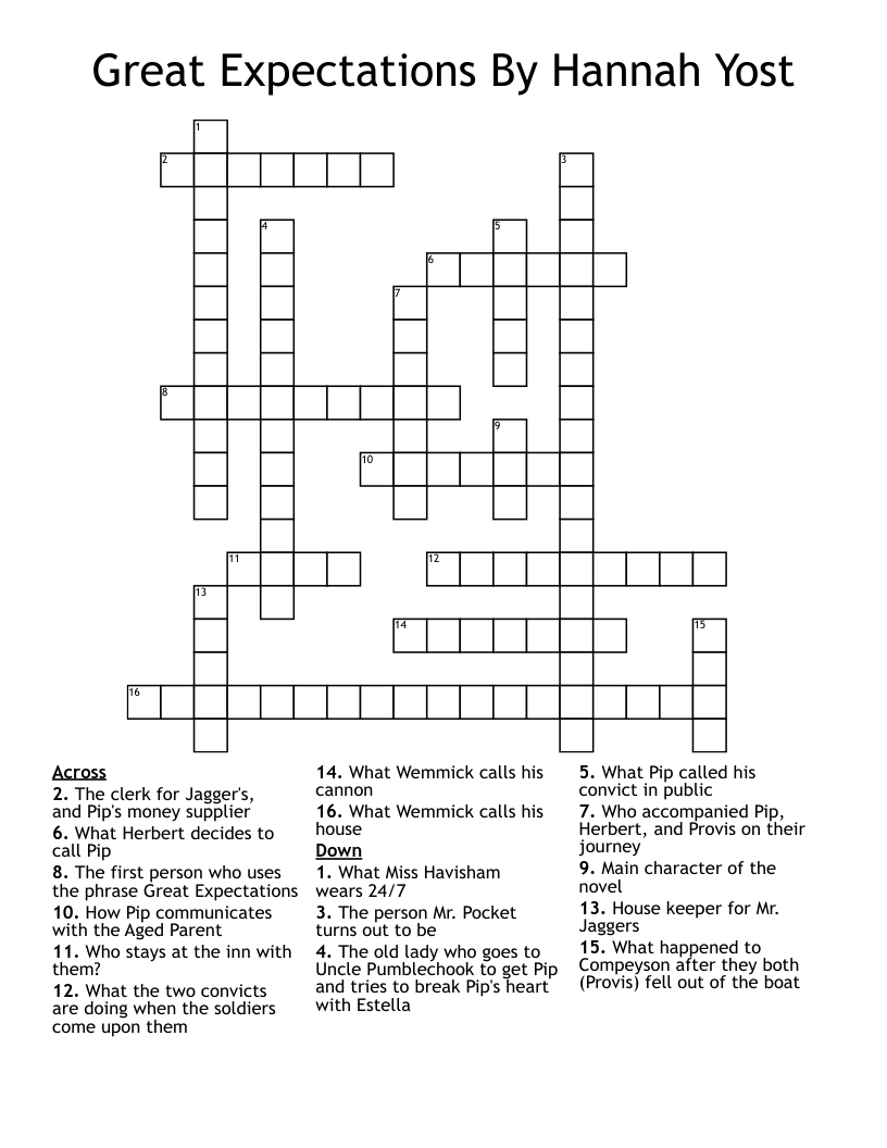 Great Expectations By Hannah Yost Crossword