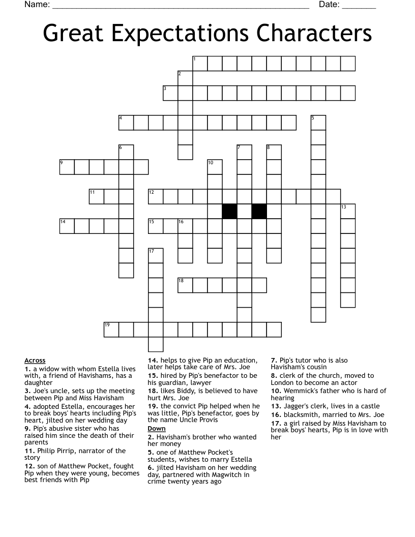 Great Expectations Characters Crossword