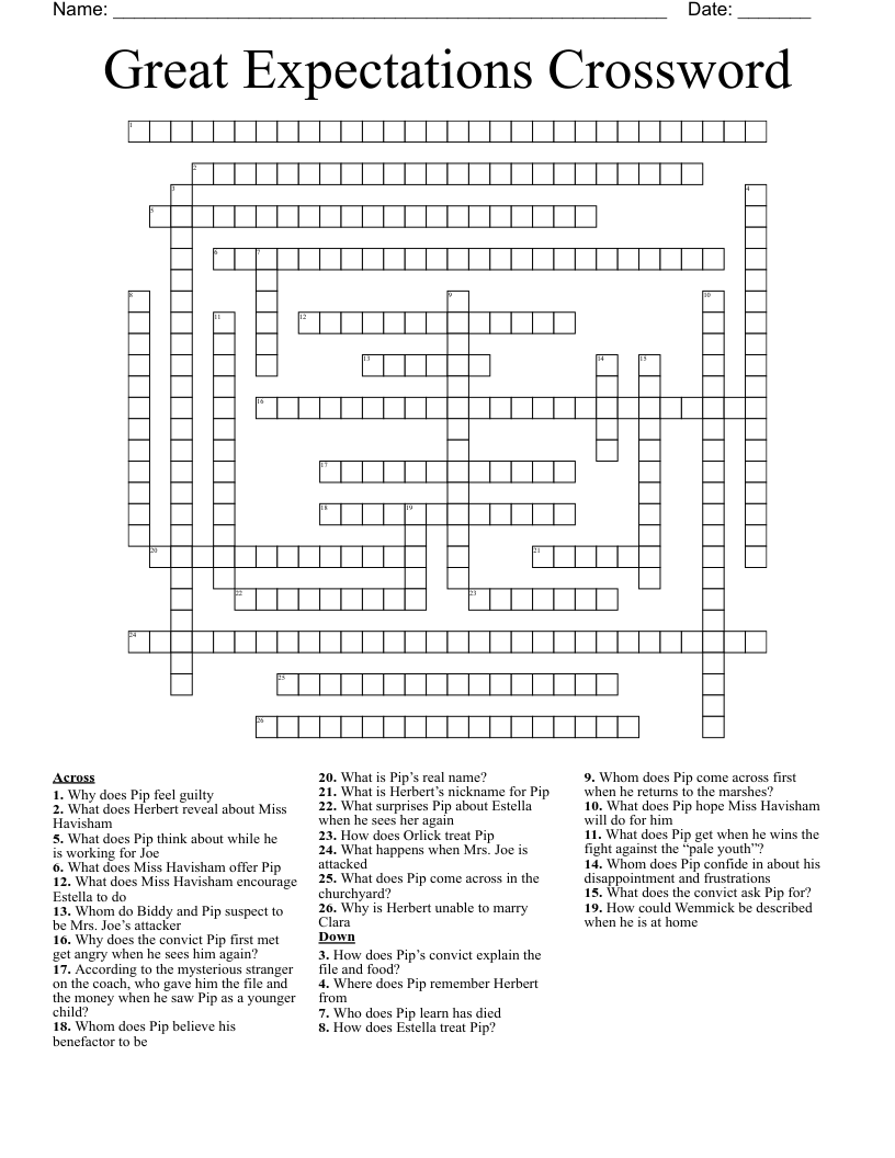 Great Expectations Crossword