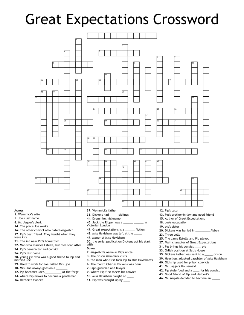 Great Expectations Crossword