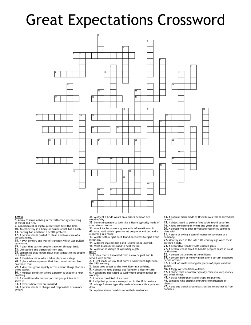 Great Expectations Crossword