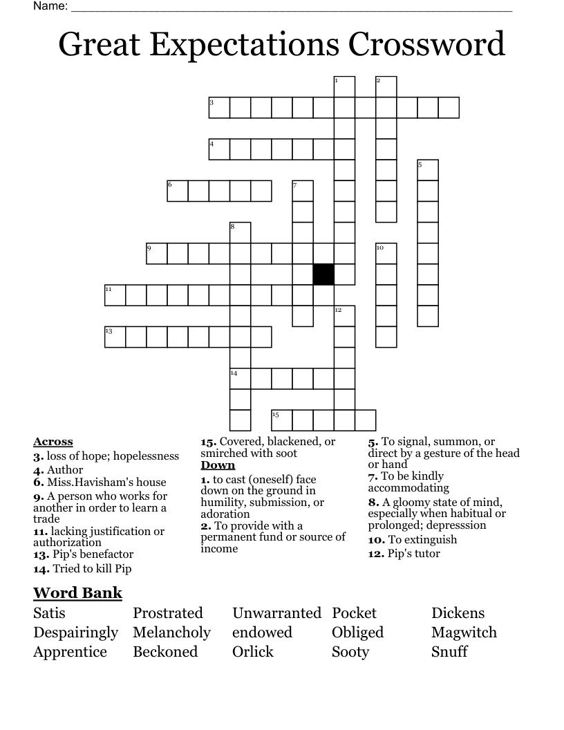 Great Expectations Crossword
