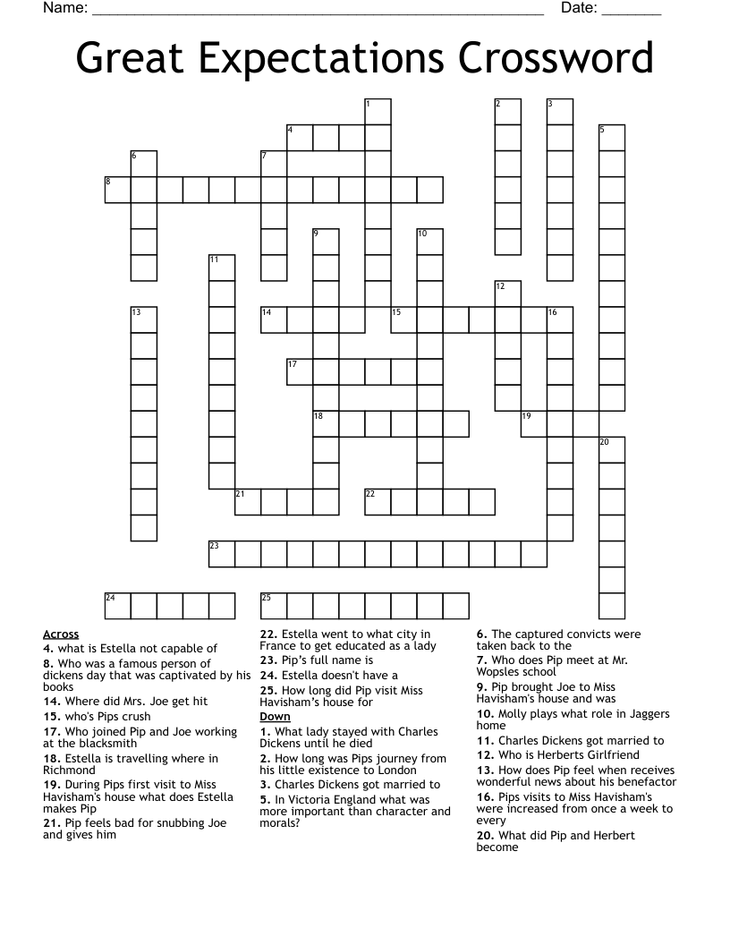 Great Expectations Crossword