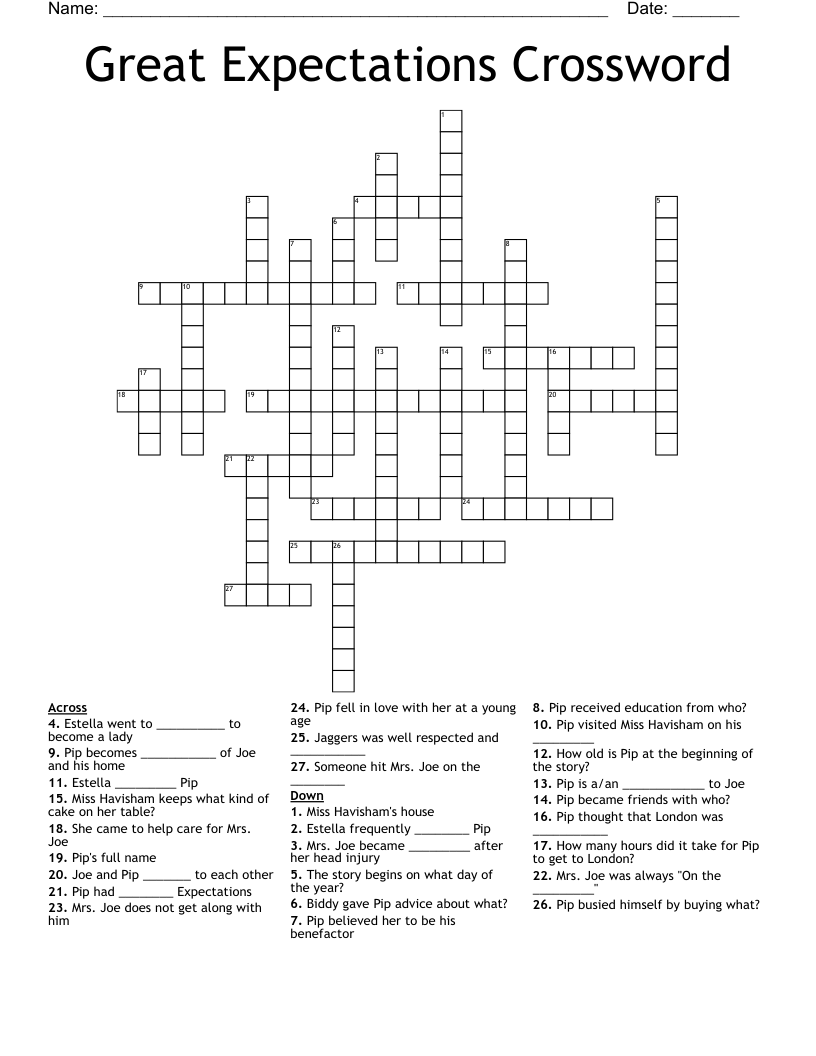 Great Expectations Crossword