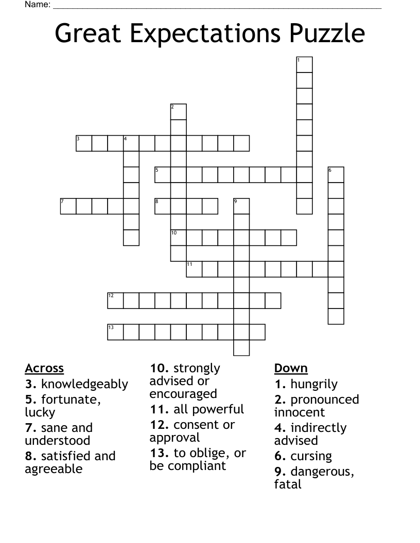 Great Expectations Puzzle Crossword
