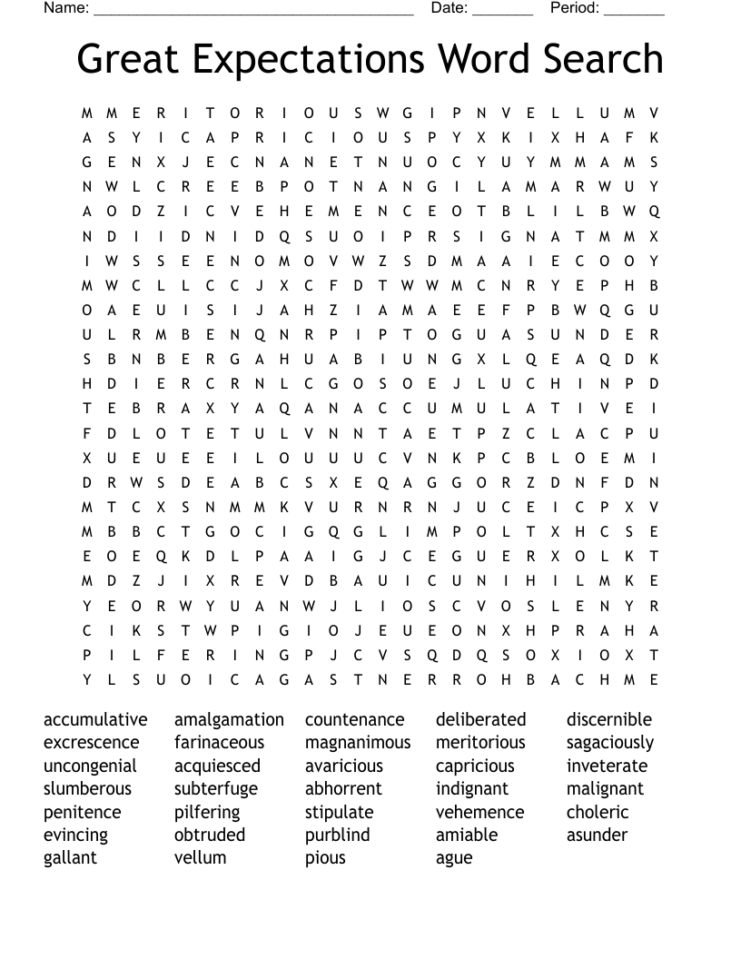 Great Expectations Word Search