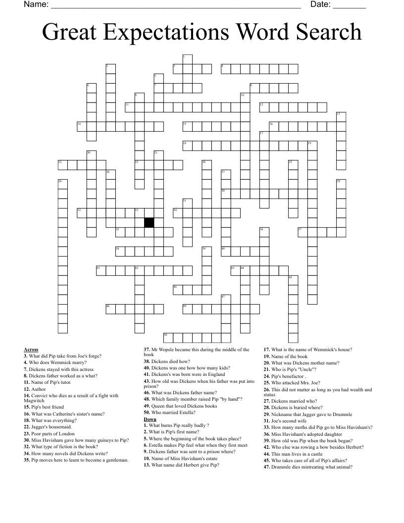 Great Expectations Word Search Crossword