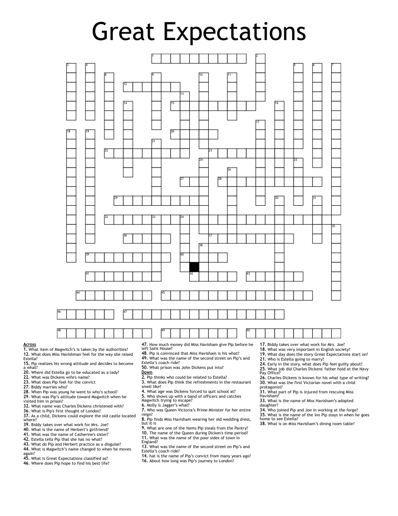 Great Expectations  Crossword
