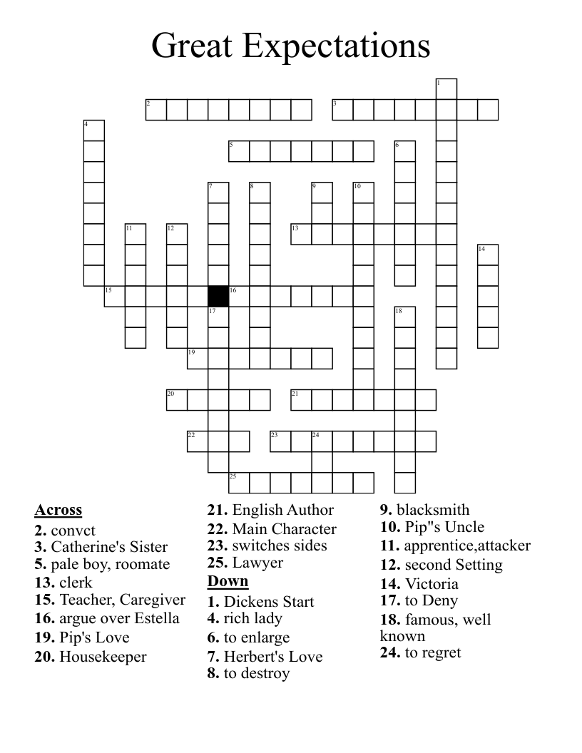 Great Expectations  Crossword