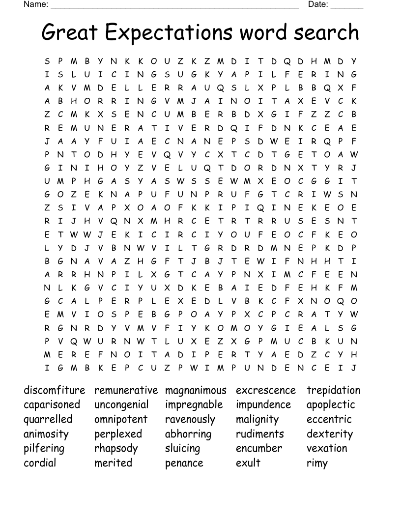 Great Expectations word search