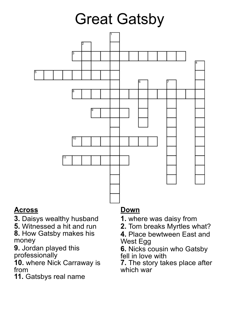 Great Gatsby Crossword