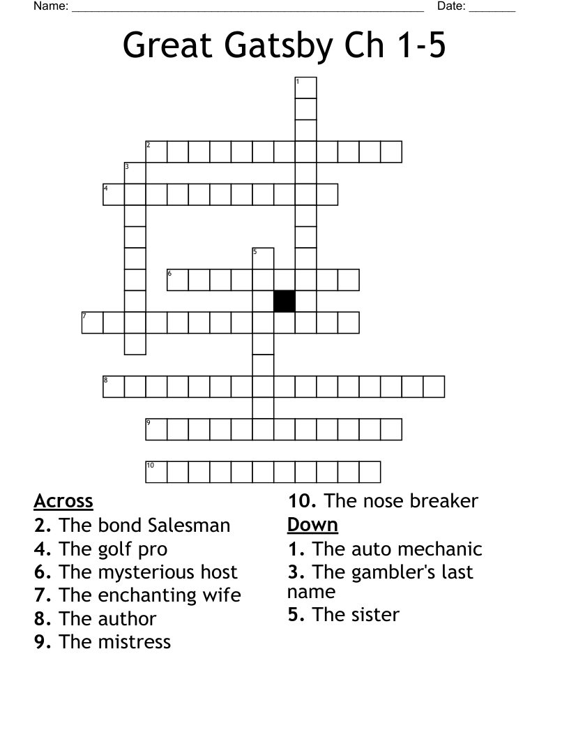 Great Gatsby Ch 1-5 Crossword