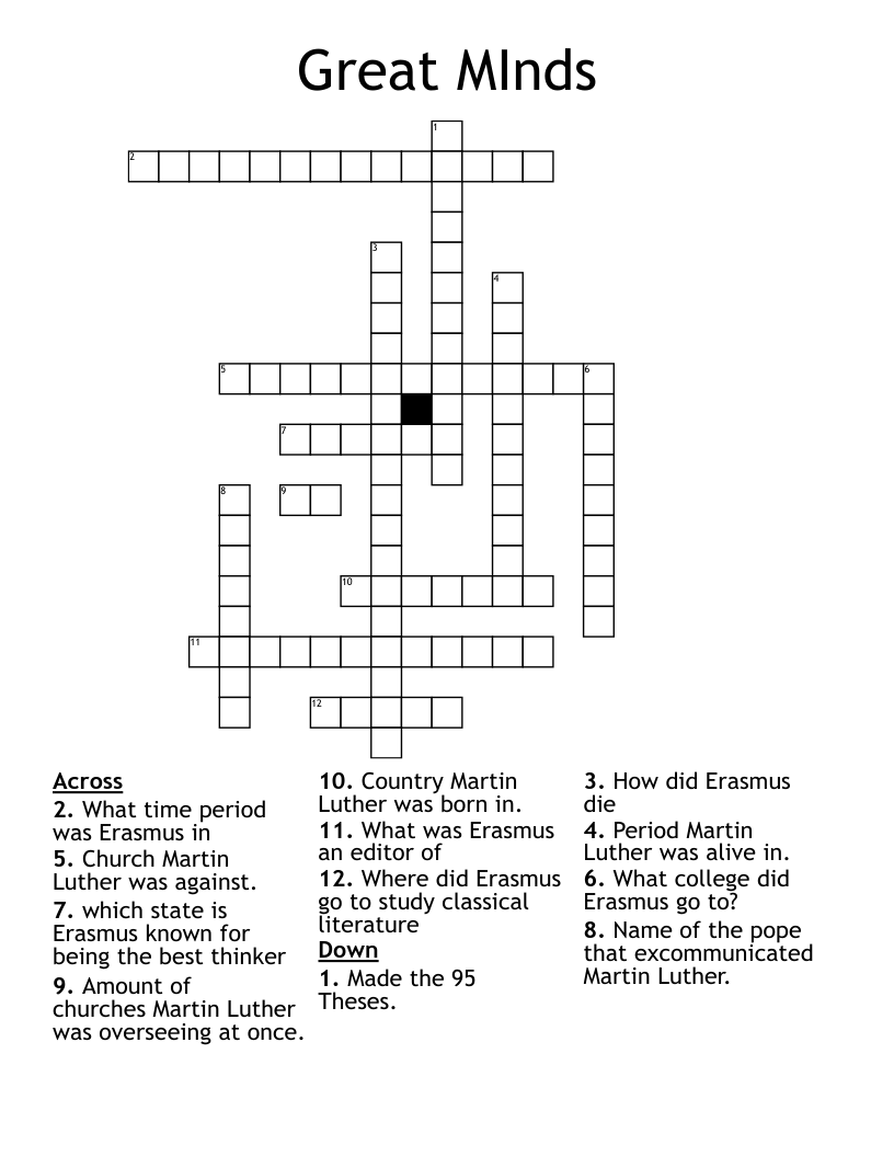 Great MInds Crossword