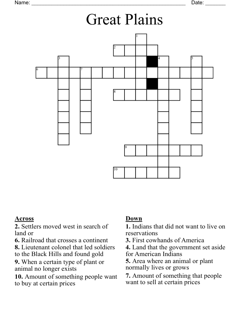 Great Plains Crossword