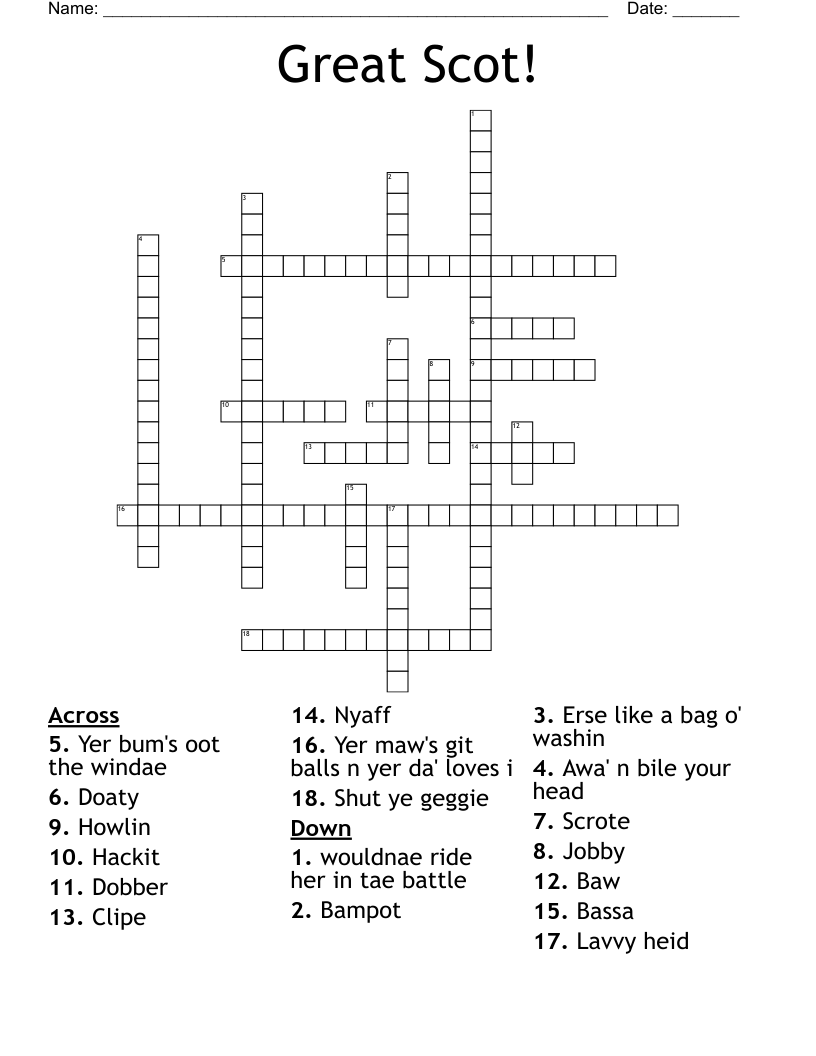 Great Scot! Crossword