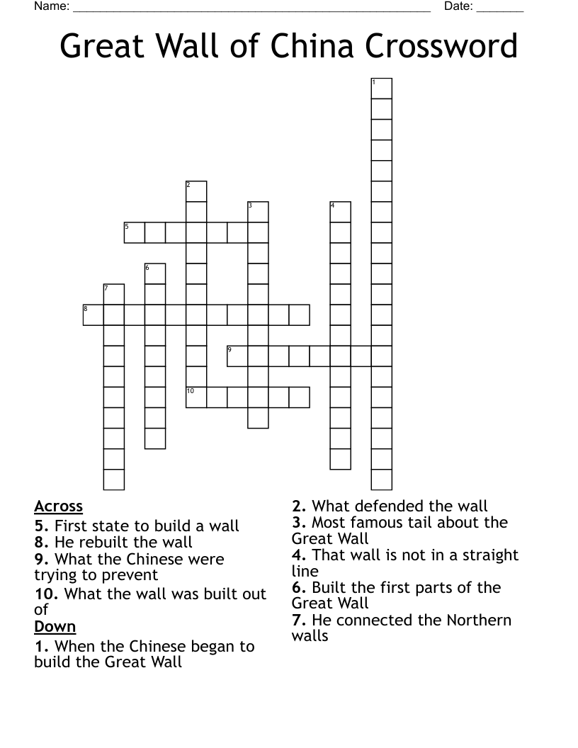 Great Wall of China Crossword