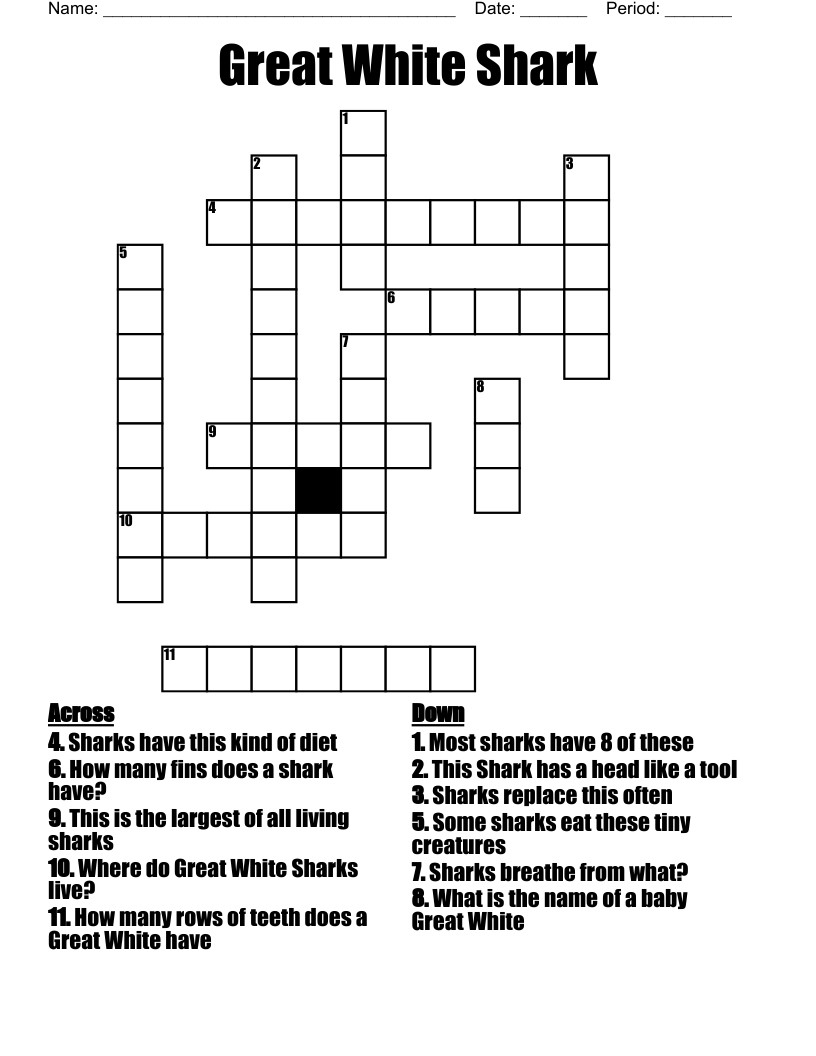Great White Shark Crossword