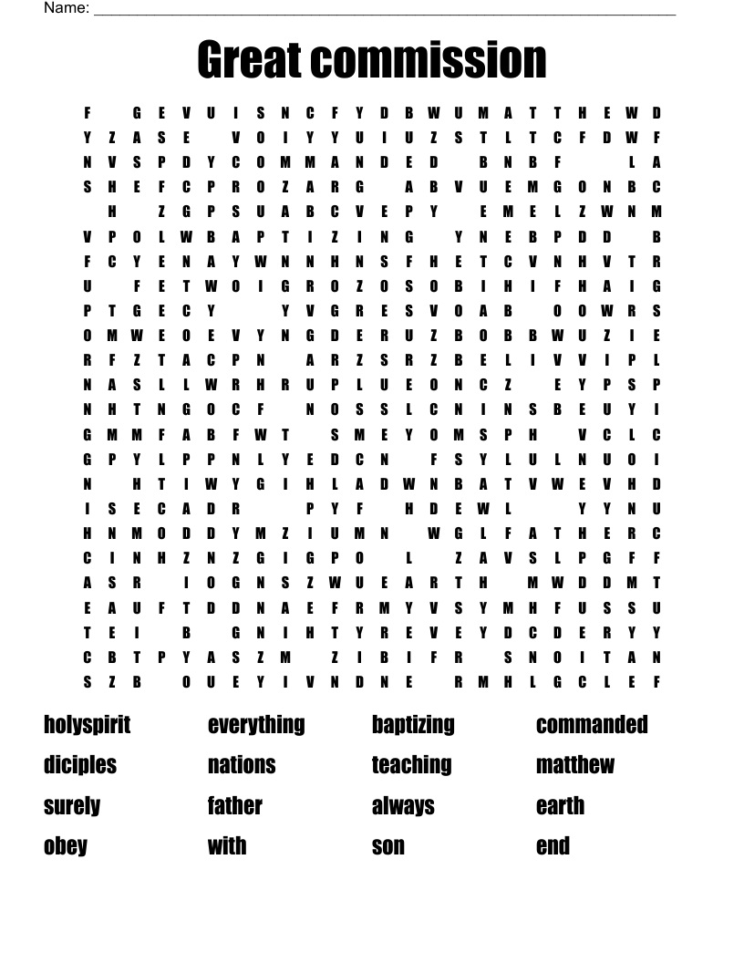 Great commission Word Search