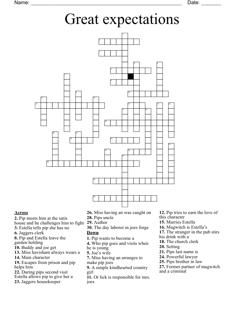 Great expectations Crossword