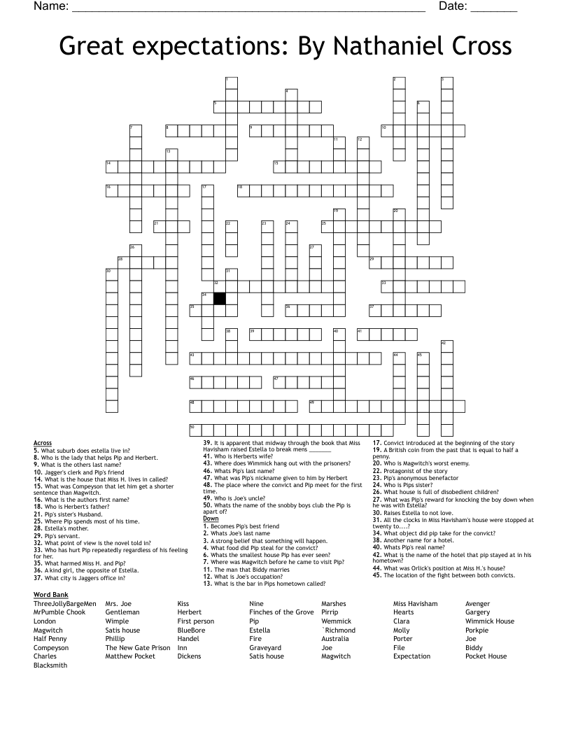 Great expectations: By Nathaniel Cross Crossword