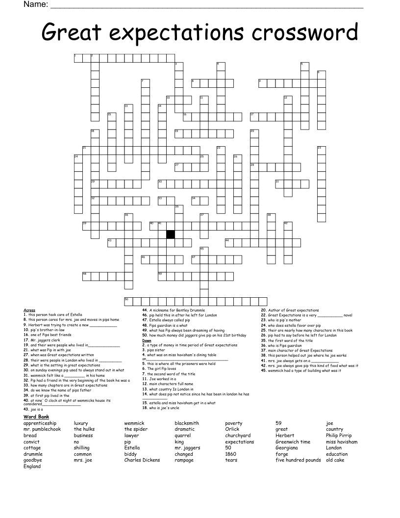 Great expectations crossword