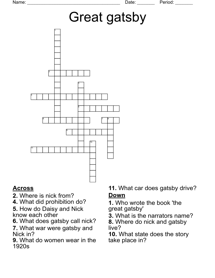 Great gatsby  Crossword