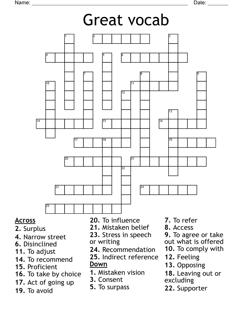 Great vocab  Crossword