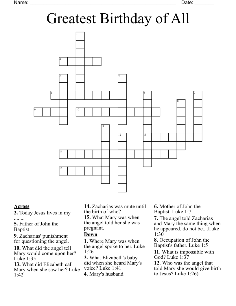 Greatest Birthday of All Crossword