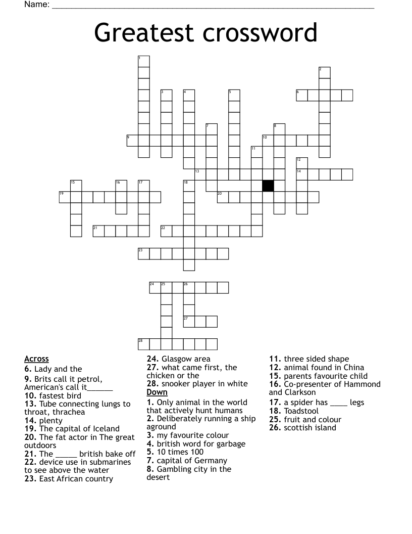Greatest crossword 