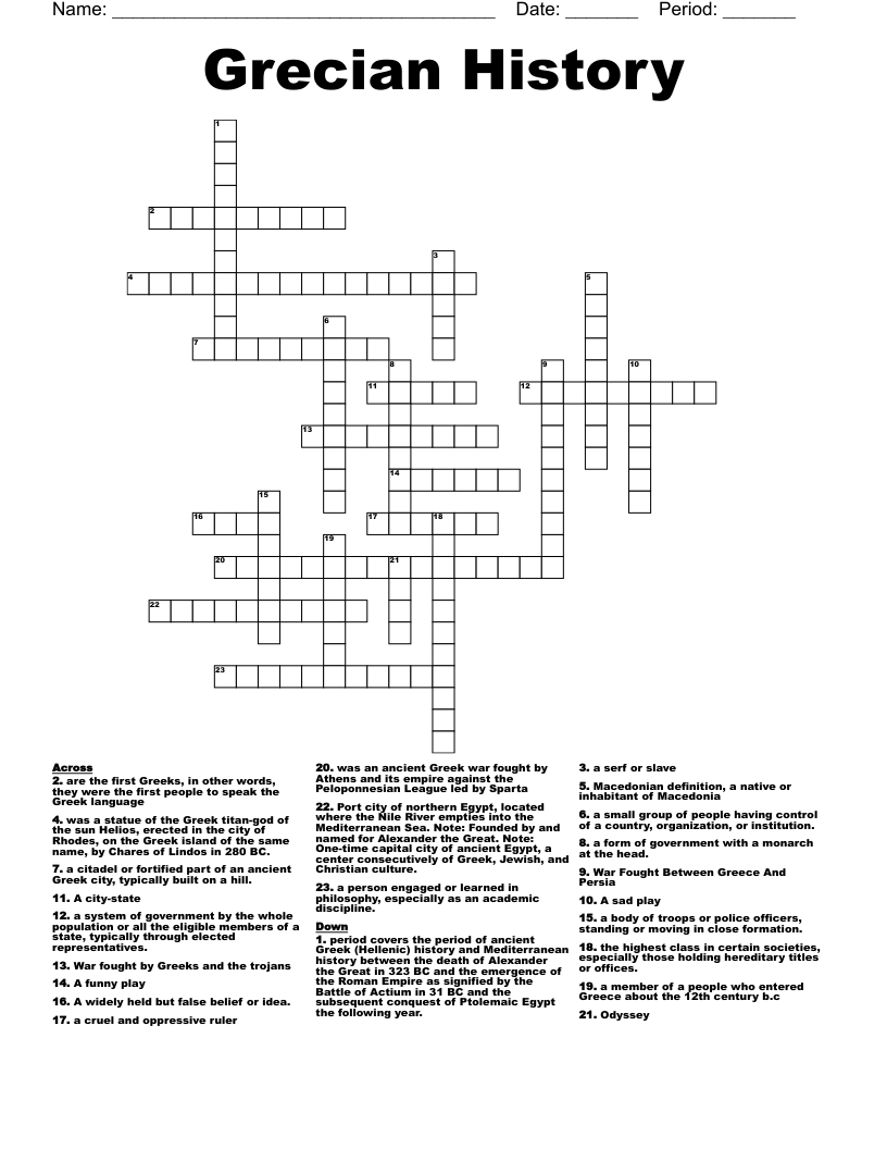 Grecian History  Crossword