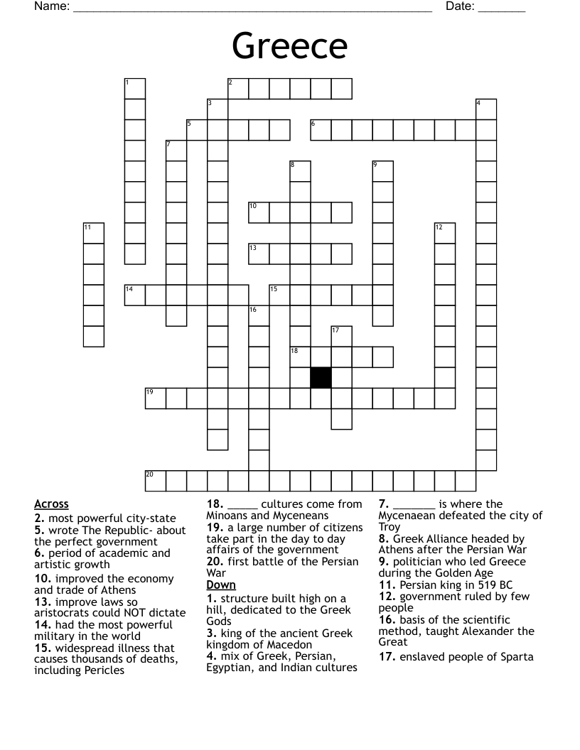 Greece Crossword
