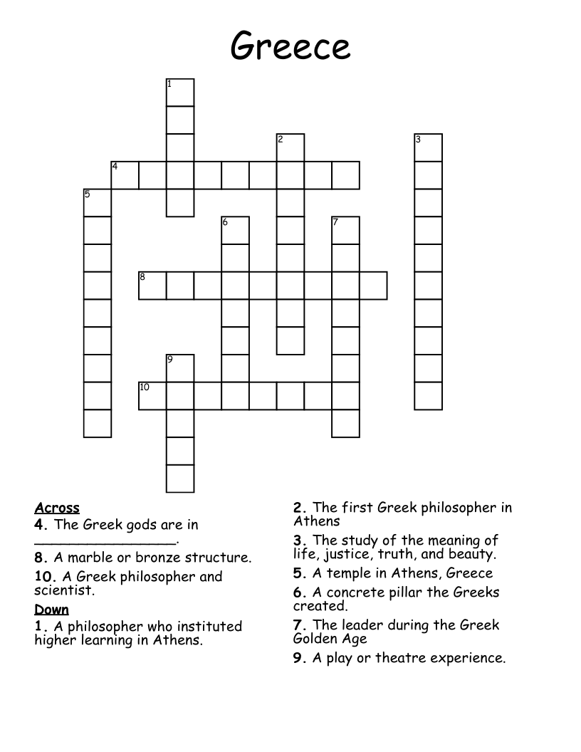 Greece Crossword