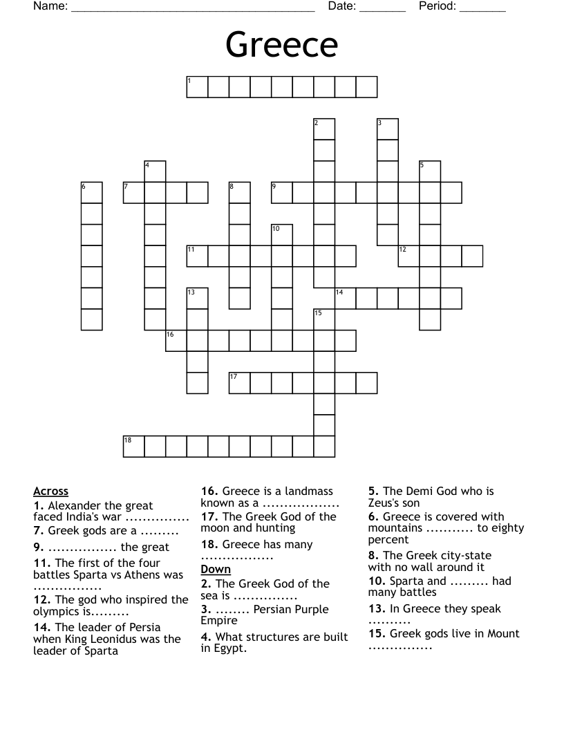 Greece Crossword