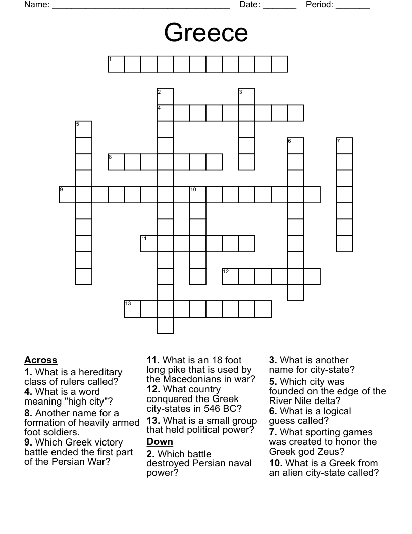 Greece Crossword