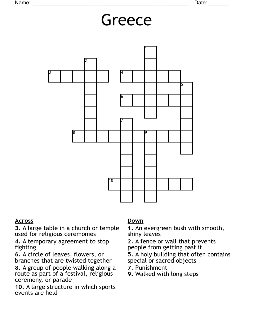 Greece Crossword
