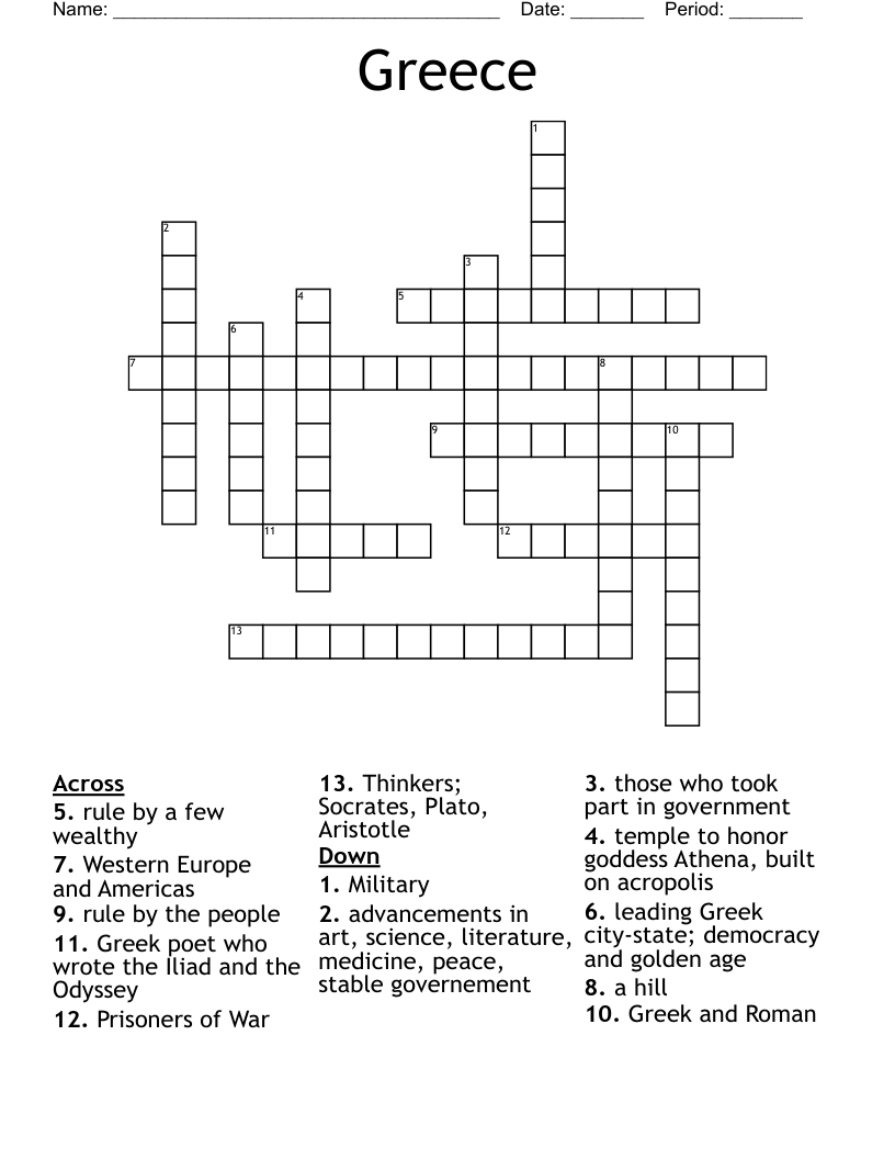 Greece Crossword