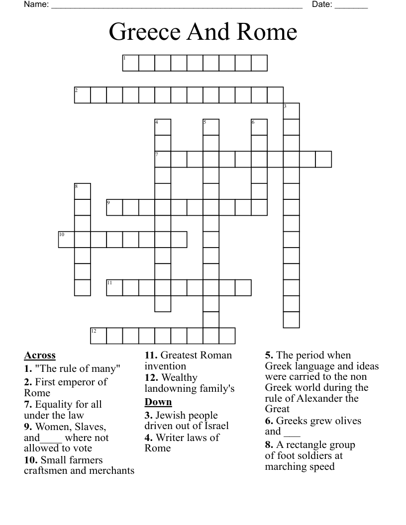 Greece And Rome  Crossword