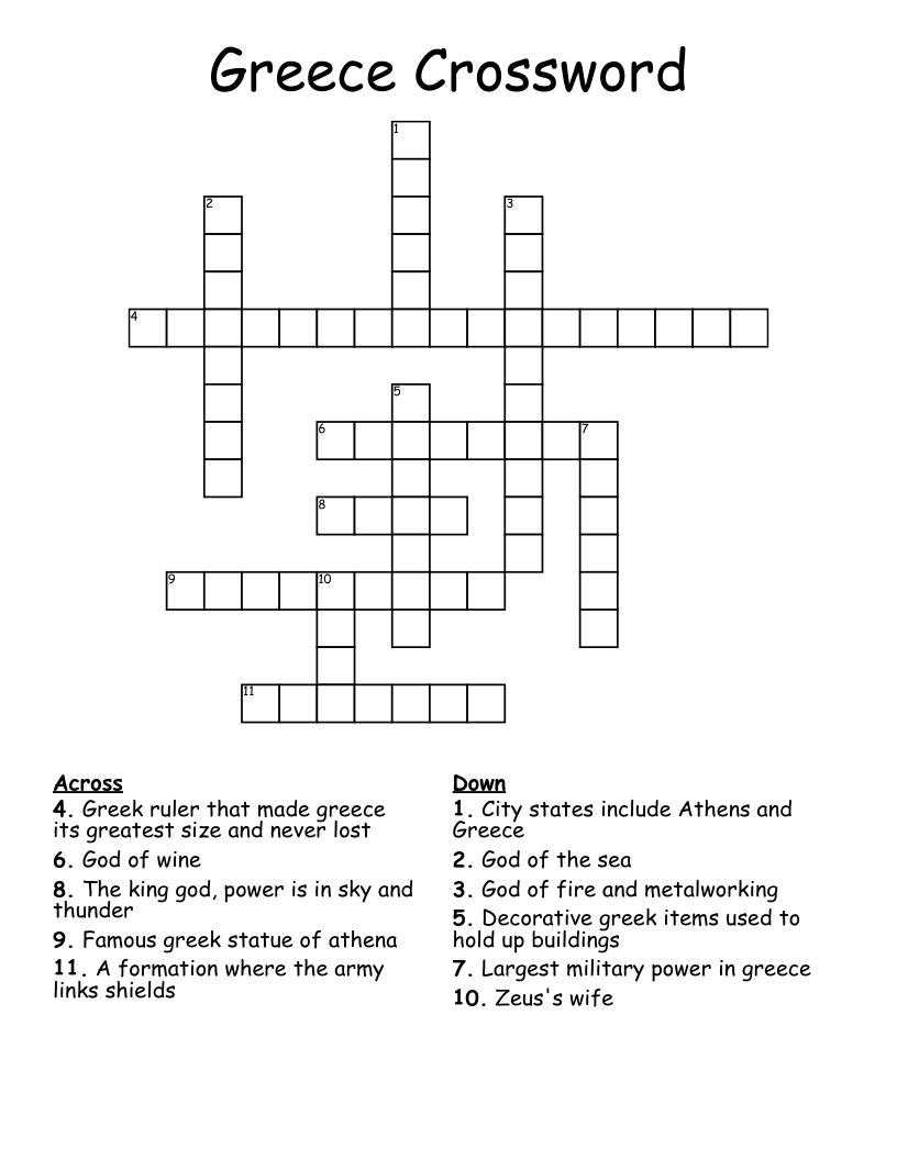 Greece Crossword