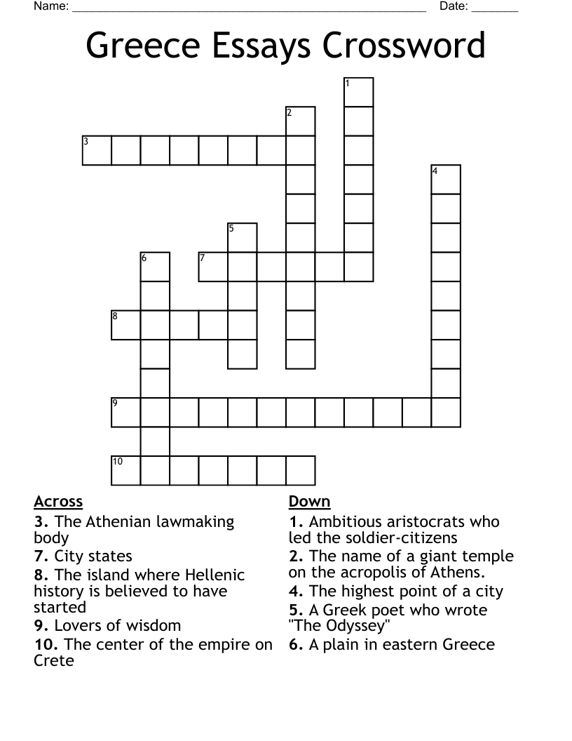 Greece Essays Crossword