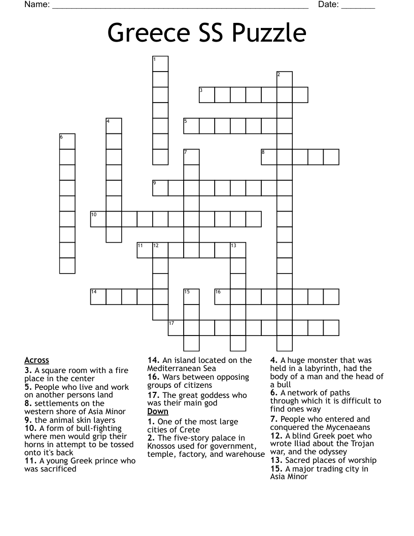 Greece SS Puzzle Crossword
