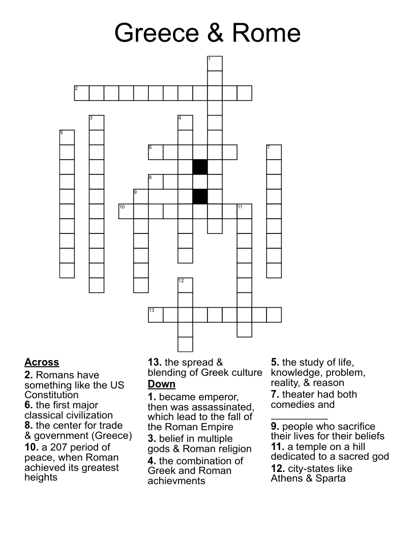 Greece & Rome Crossword
